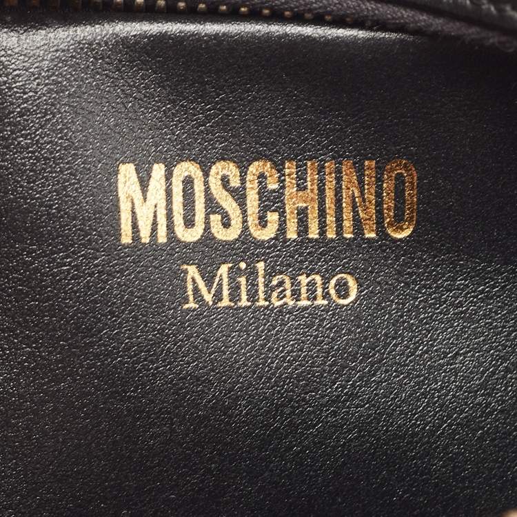 Pre Owned Moschino Black Studded Leather Crossbody Bag