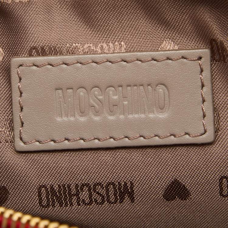 Pre Owned Moschino Red Leather Logo Belt Bag