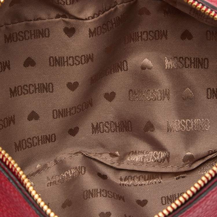 Pre Owned Moschino Red Leather Logo Belt Bag