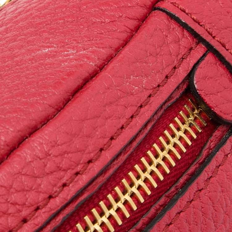 Pre Owned Moschino Red Leather Logo Belt Bag