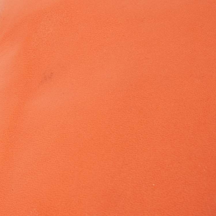 Pre Owned Moschino Orange Leather Limited Edition Logo Flap Crossbody Bag