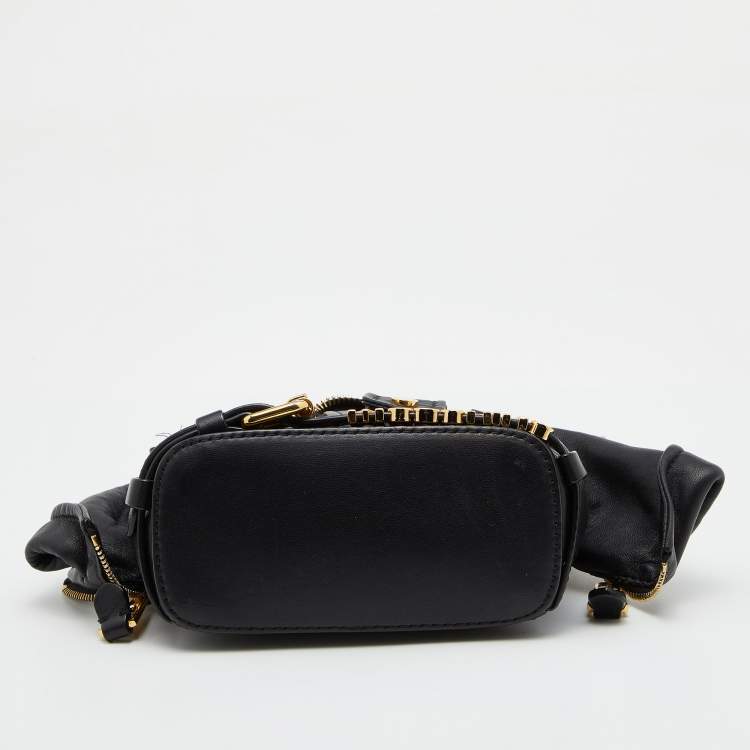 Pre Owned Moschino Black Leather Capsule Biker Jacket Shoulder Bag