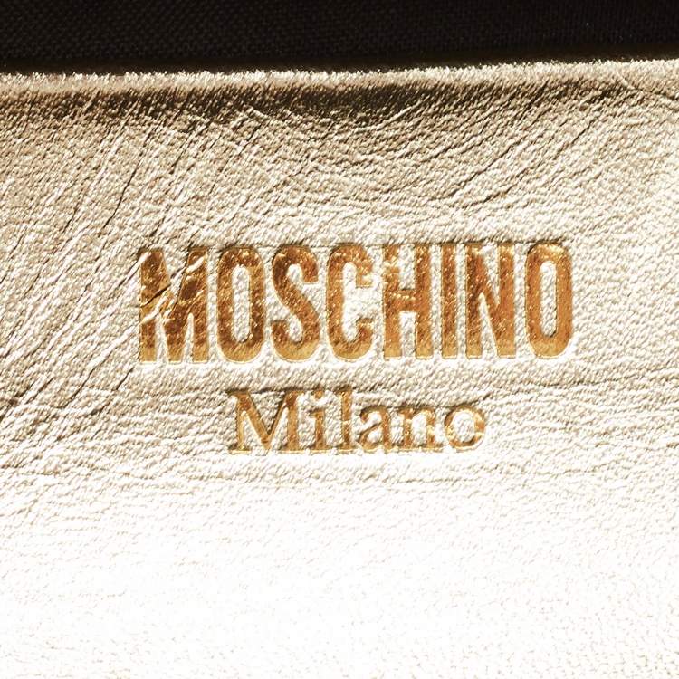 Pre Owned Moschino Gold Quilted Leather Inside Out Boston Bag