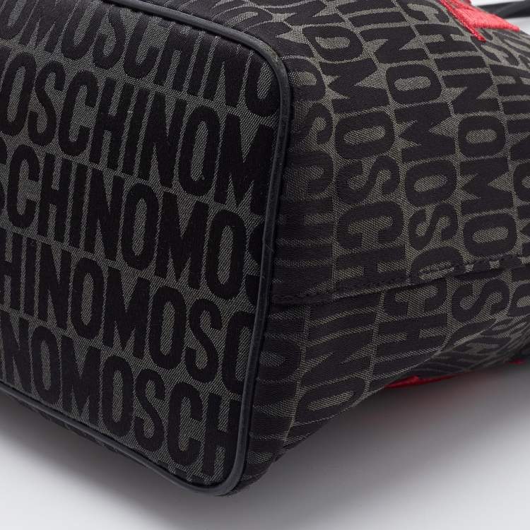 Pre Owned Moschino Black Signature Canvas and Leather Shopper Tote