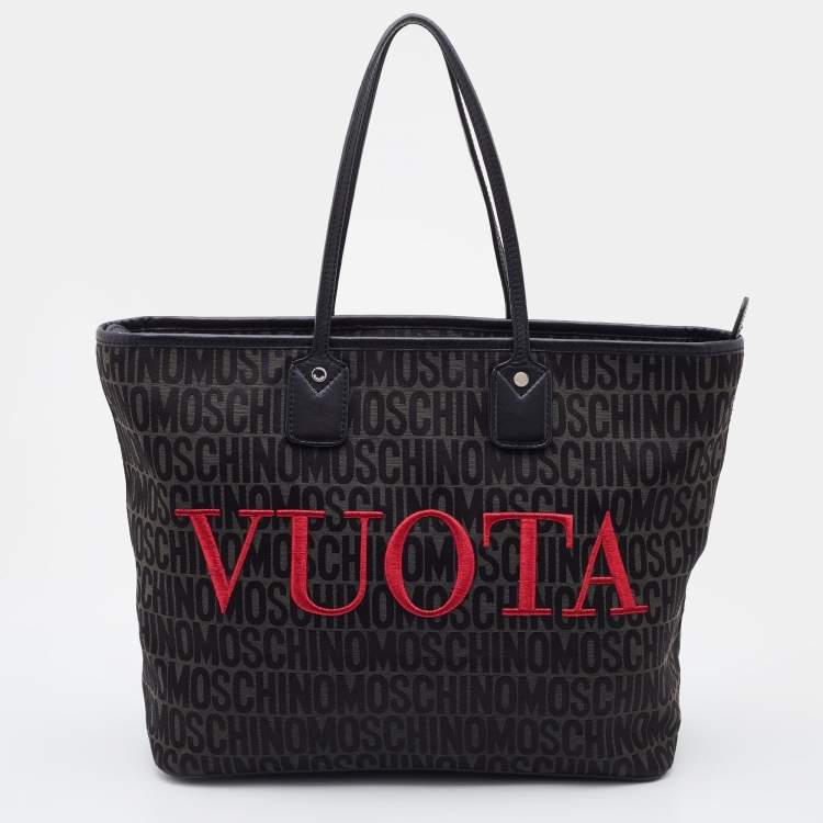 Pre Owned Moschino Black Signature Canvas and Leather Shopper Tote