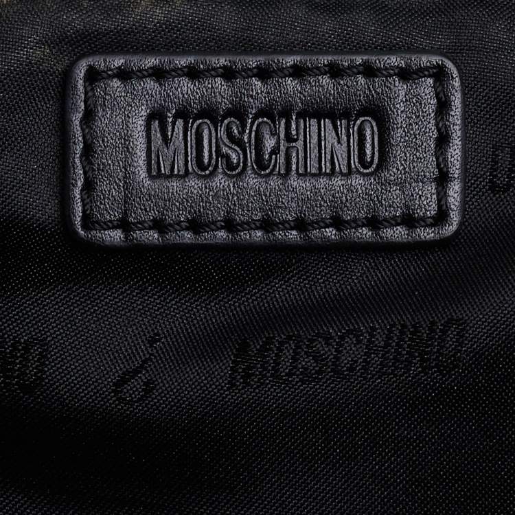 Pre Owned Moschino Black Signature Canvas and Leather Shopper Tote