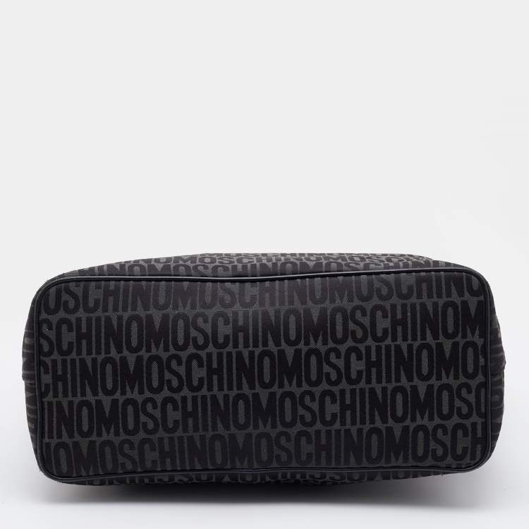 Pre Owned Moschino Black Signature Canvas and Leather Shopper Tote
