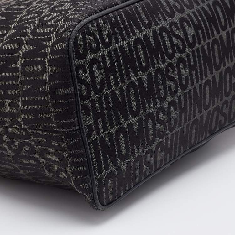 Pre Owned Moschino Black Signature Canvas and Leather Shopper Tote