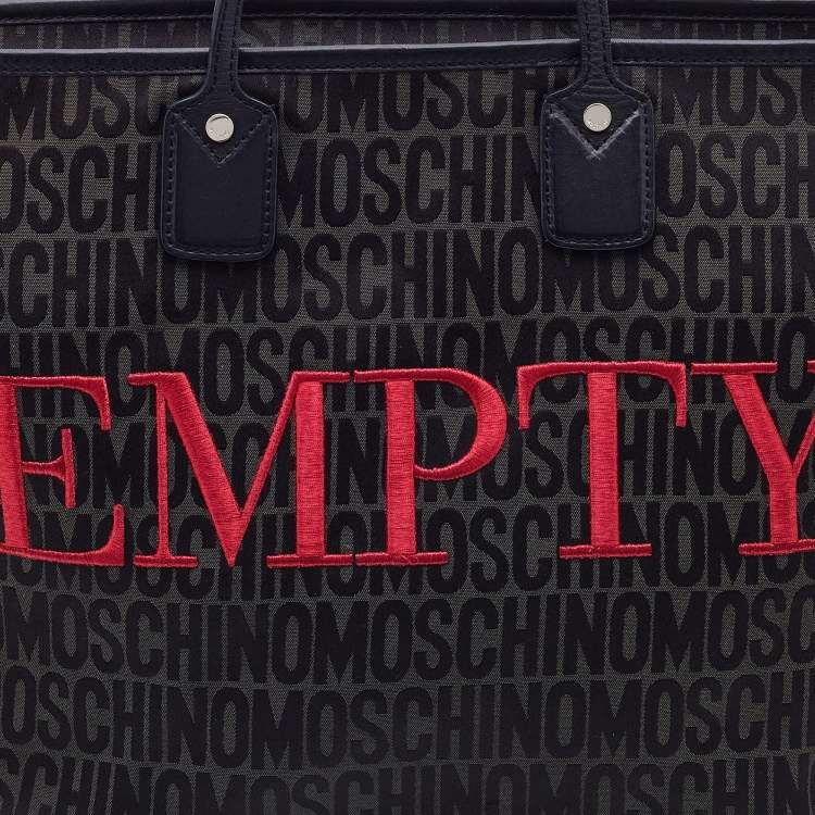 Pre Owned Moschino Black Signature Canvas and Leather Shopper Tote