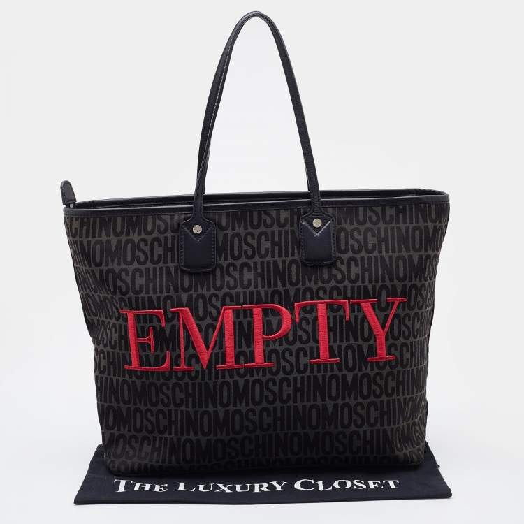 Pre Owned Moschino Black Signature Canvas and Leather Shopper Tote