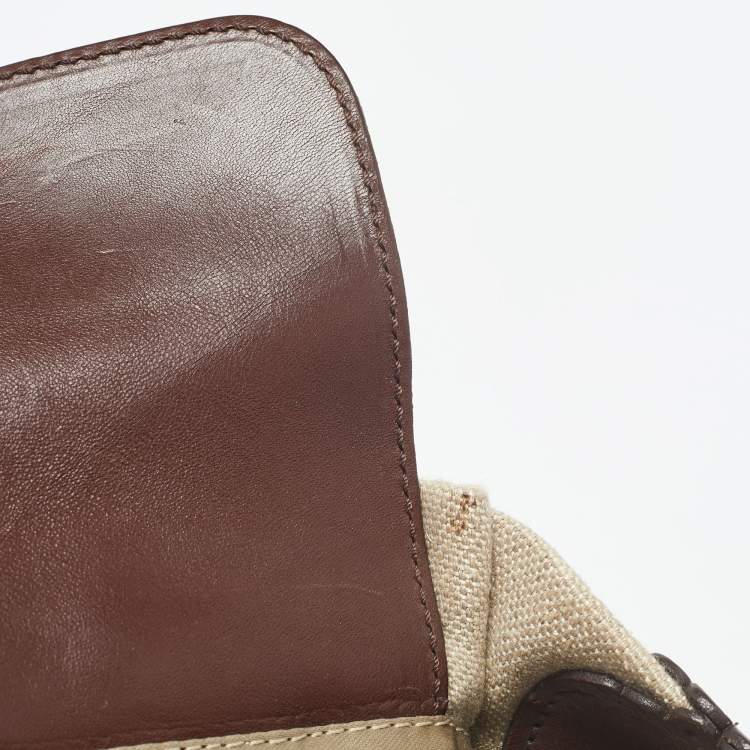 Pre Owned Moschino Beige/Brown Canvas and Leather Hobo
