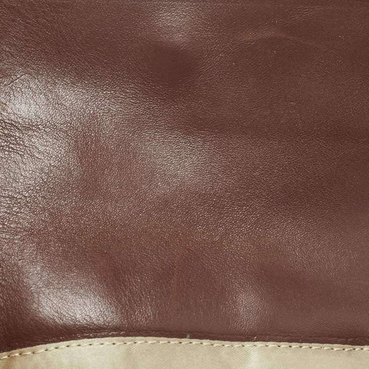 Pre Owned Moschino Beige/Brown Canvas and Leather Hobo