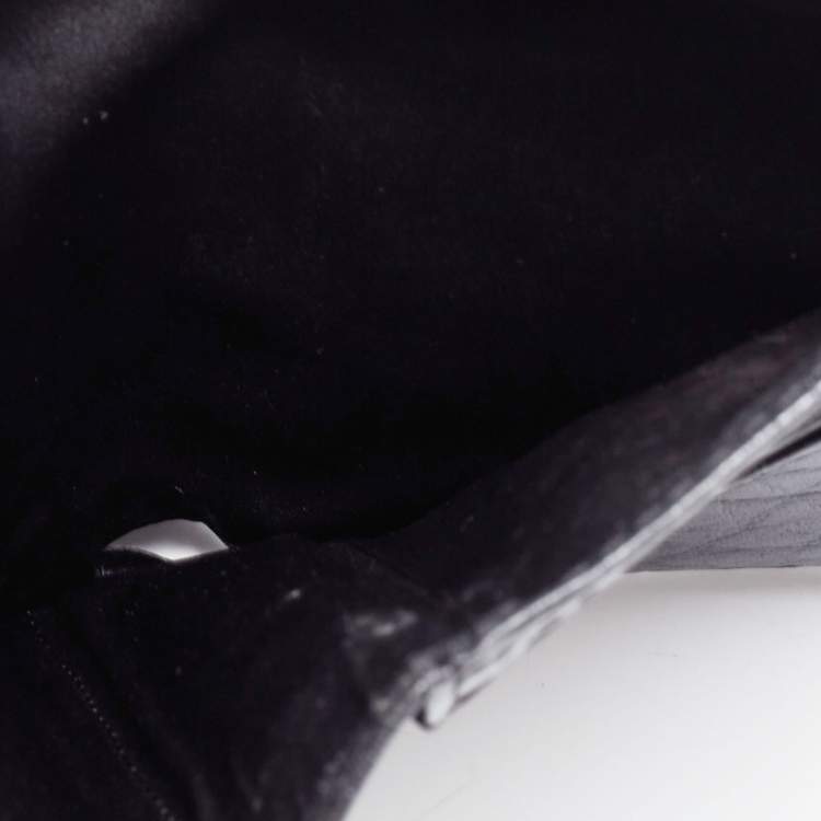 Pre Owned Moschino Black Monogram Canvas and Leather French Flap Wallet