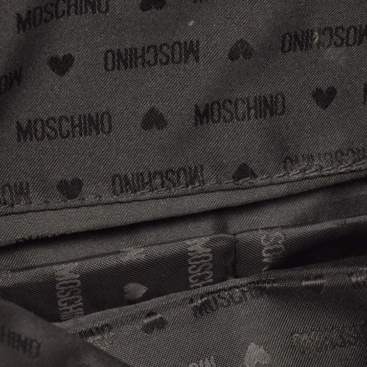Pre Owned Moschino Black Leather Studded Flap Shoulder Bag
