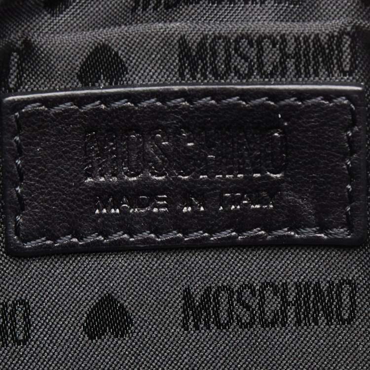 Pre Owned Moschino Black Quilted Leather Trunlock Flap Shoulder Bag
