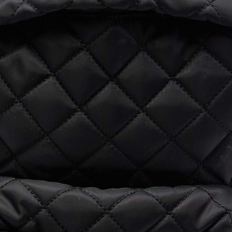 Pre Owned Moschino Black Quilted Nylon Logo Backpack