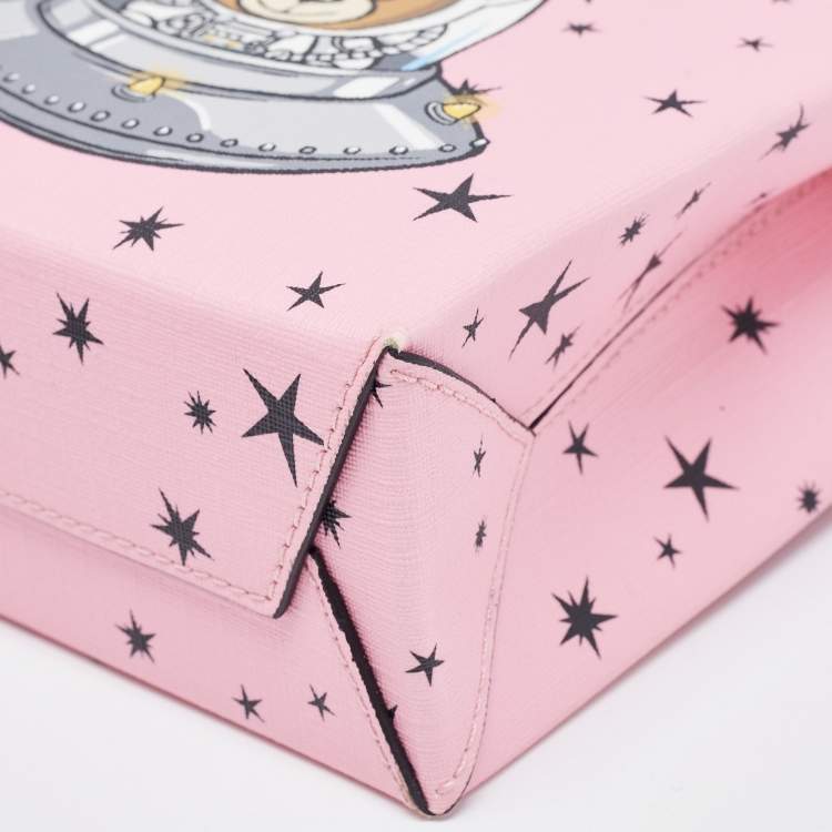 Pre Owned Moschino Pink/Black Leather Ufo Teddy Tote
