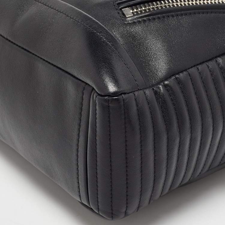 Pre Owned Moschino Black Leather Multi Zip Shoulder Bag