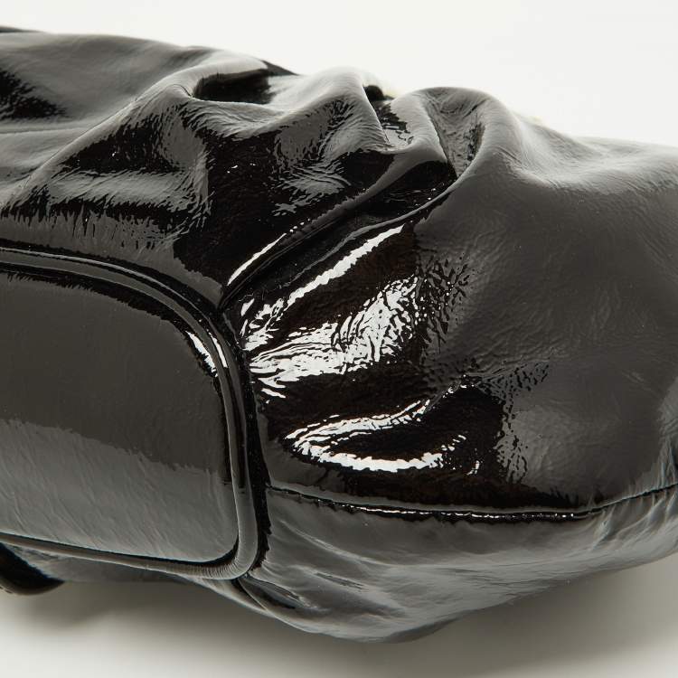 Pre Owned Moschino Black Patent Leather Clutch