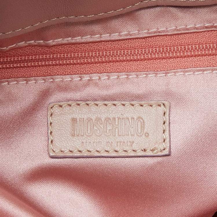 مملوكة مسبقًا Moschino Pink Quilted Leather Pearl Embellished Satchel