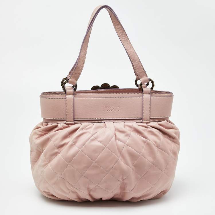 مملوكة مسبقًا Moschino Pink Quilted Leather Pearl Embellished Satchel