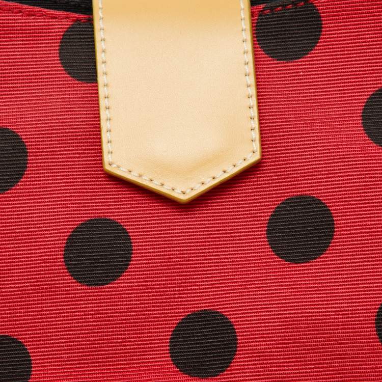 Pre Owned Moschino Red/Black Canvas and Leather Polka Baguette Bag