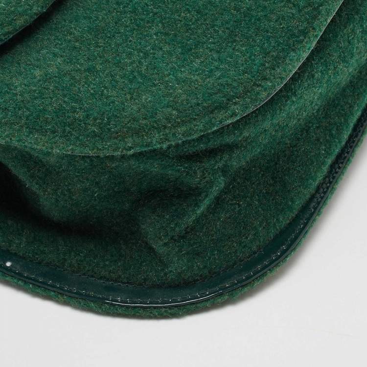 Pre Owned Moschino Green Wool Bamboo Top Handle Bag
