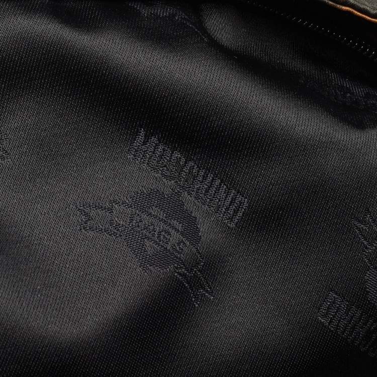 Pre Owned Moschino Brown/Black Zebra Print Fabric and Leather Zip Tote