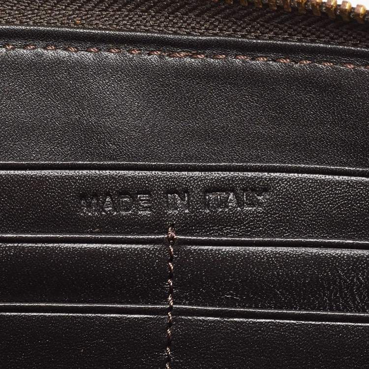 Pre Owned Moschino Brown Signature Canvas Zip Around Wallet