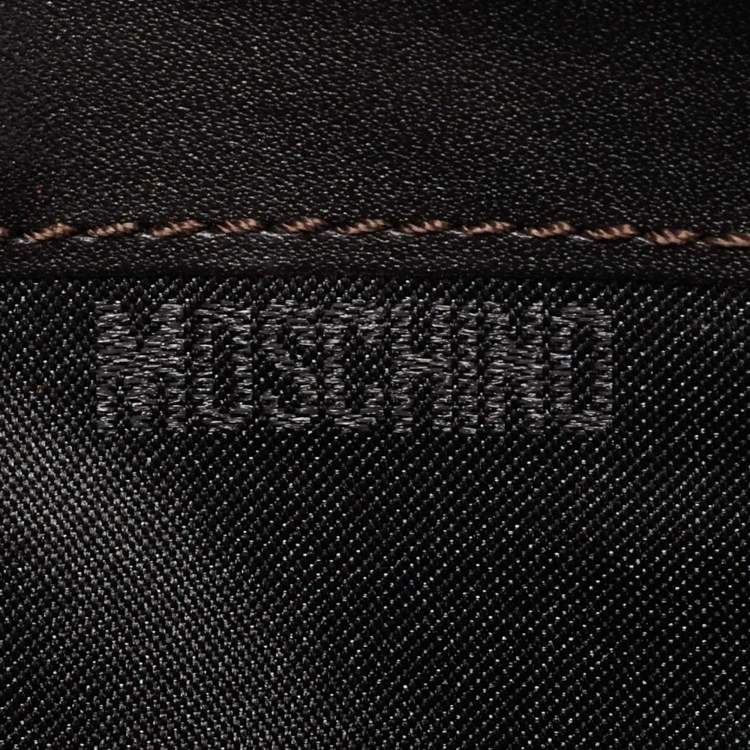 Pre Owned Moschino Brown Signature Canvas Zip Around Wallet