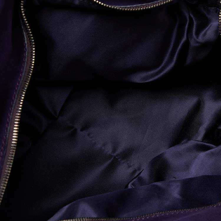 Pre Owned Moschino Purple Patent Leather and Suede Satchel