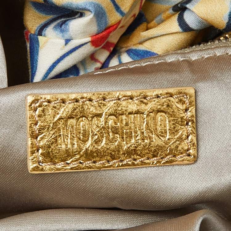 Pre Owned Moschino Multicolor Floral Print Fabric and Watersnake Leather Hobo