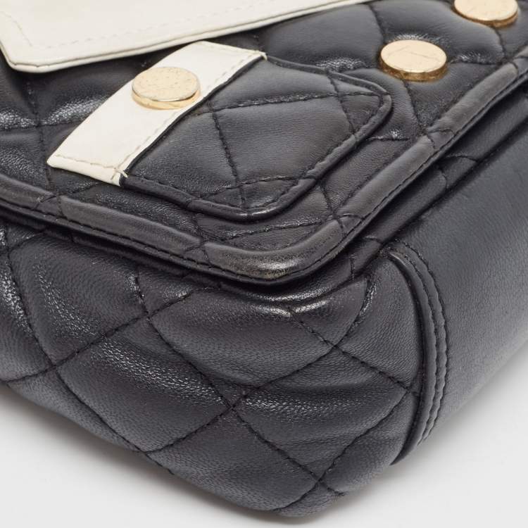 Pre Owned Moschino Black/White Quilted Leather Jacket Shoulder Bag