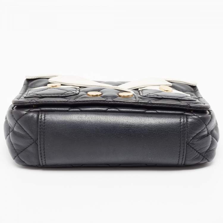 Pre Owned Moschino Black/White Quilted Leather Jacket Shoulder Bag