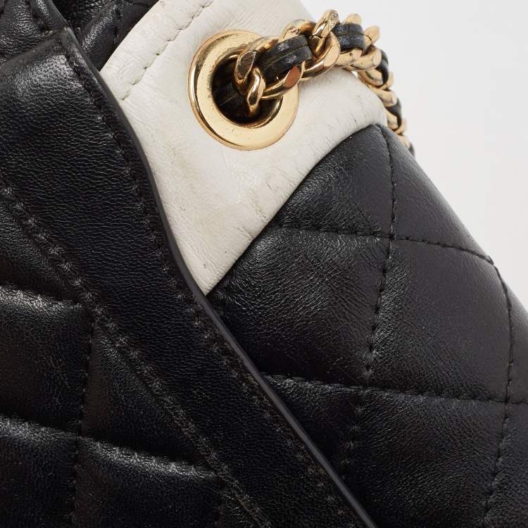 Pre Owned Moschino Black/White Quilted Leather Jacket Shoulder Bag