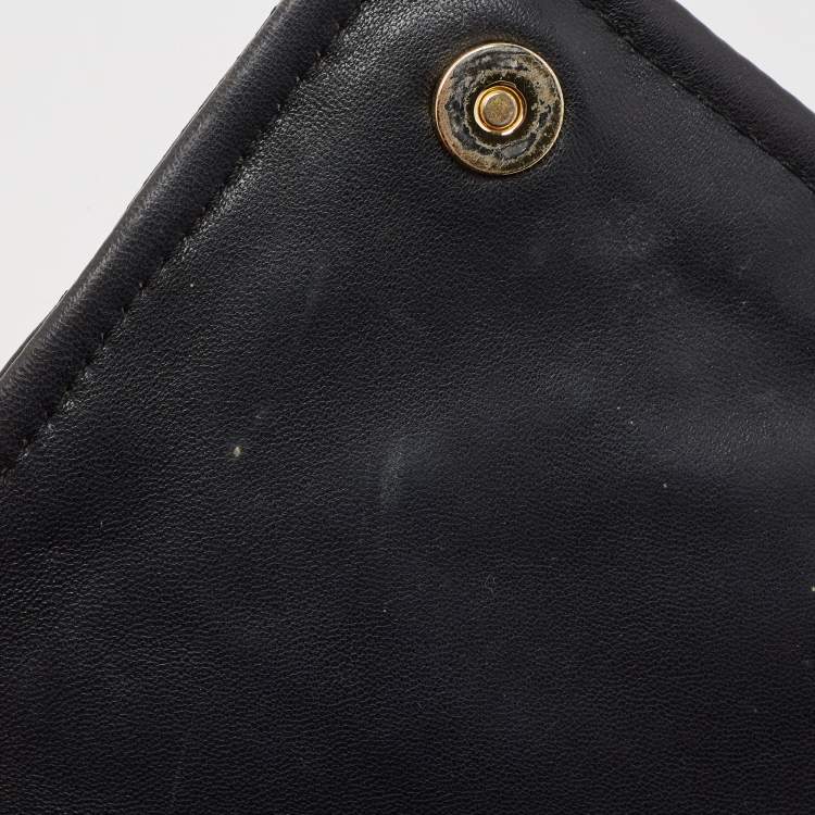 Pre Owned Moschino Black/White Quilted Leather Jacket Shoulder Bag