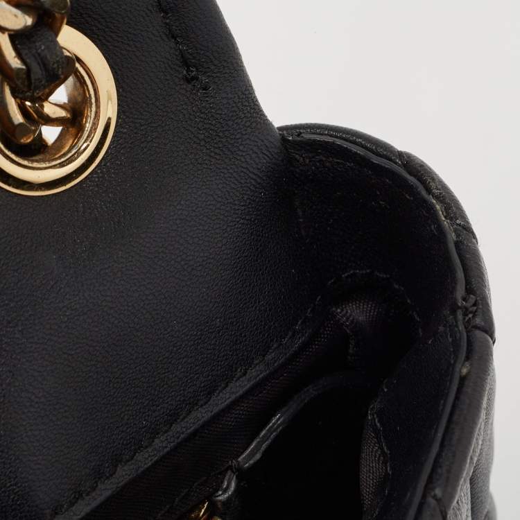 Pre Owned Moschino Black/White Quilted Leather Jacket Shoulder Bag