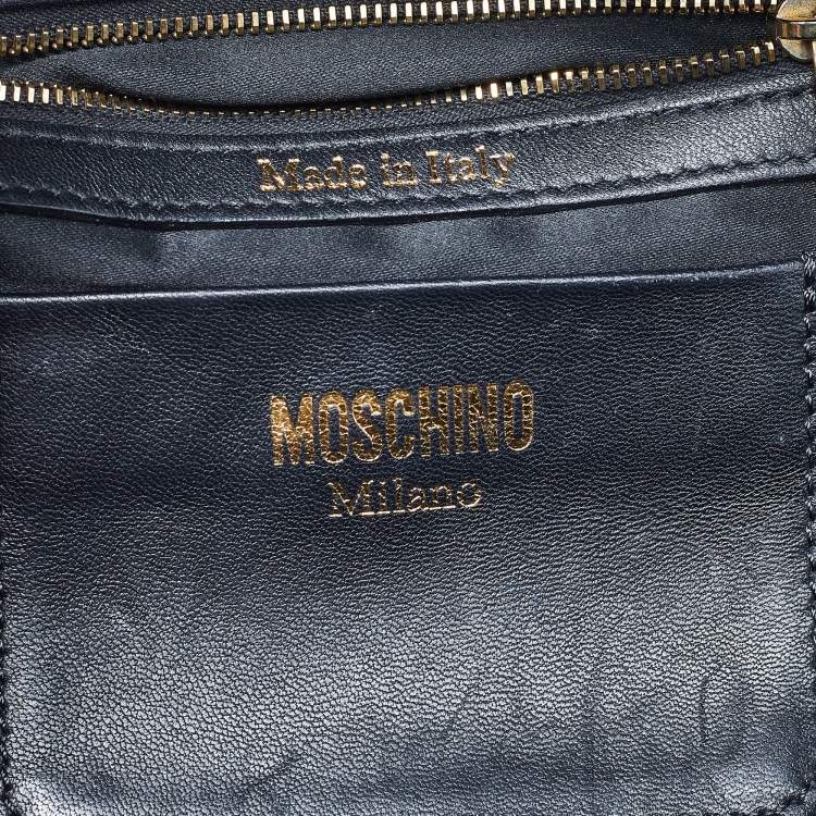 Pre Owned Moschino Black Quilted Faux Leather Chain Link Backpack