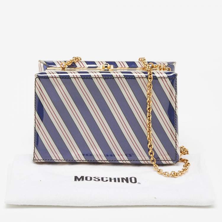 Pre Owned Moschino Multicolor Stripe PVC Frame Chain Clutch