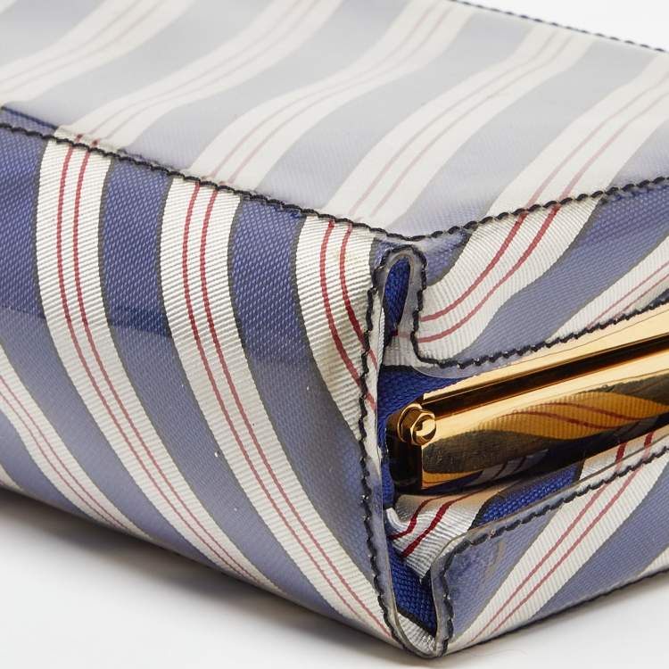 Pre Owned Moschino Multicolor Stripe PVC Frame Chain Clutch