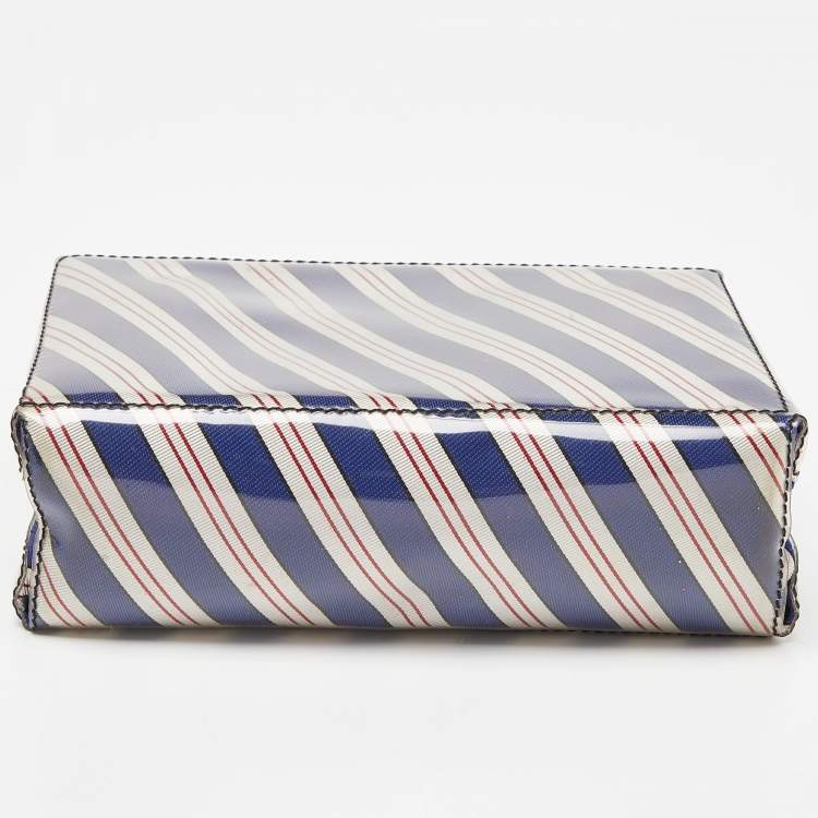 Pre Owned Moschino Multicolor Stripe PVC Frame Chain Clutch