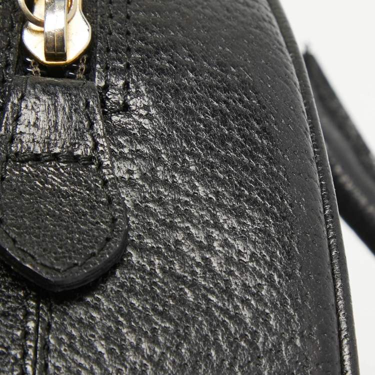 Pre Owned Moschino Black Leather Heart Charm Satchel