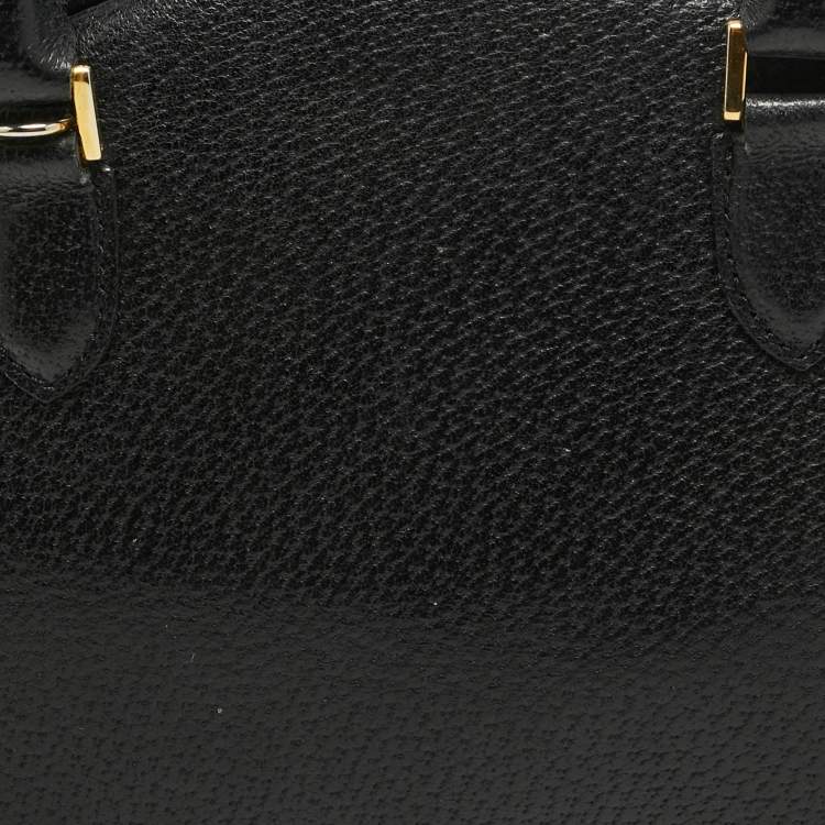 Pre Owned Moschino Black Leather Heart Charm Satchel