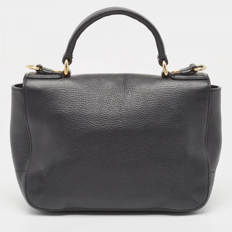 Pre Owned Moschino Black Leather Classic Logo Top Handle Bag