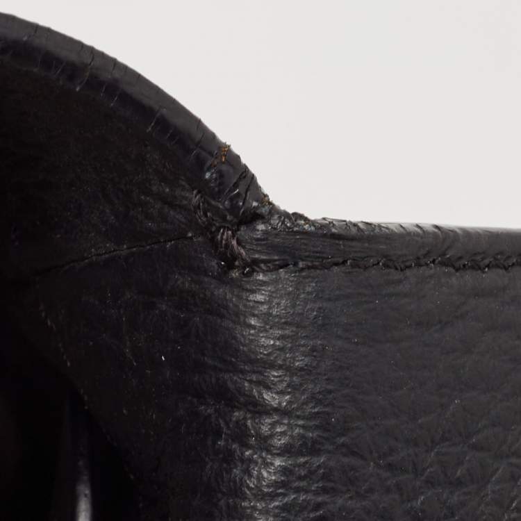 Pre Owned Moschino Black Leather Classic Logo Top Handle Bag
