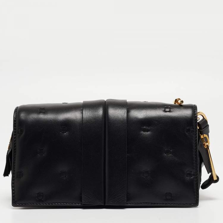 Pre Owned Moschino Black Leather Wristlet Clutch