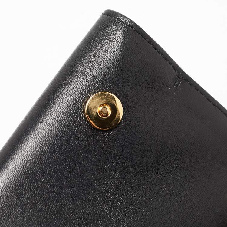 Pre Owned Moschino Black Leather Wristlet Clutch