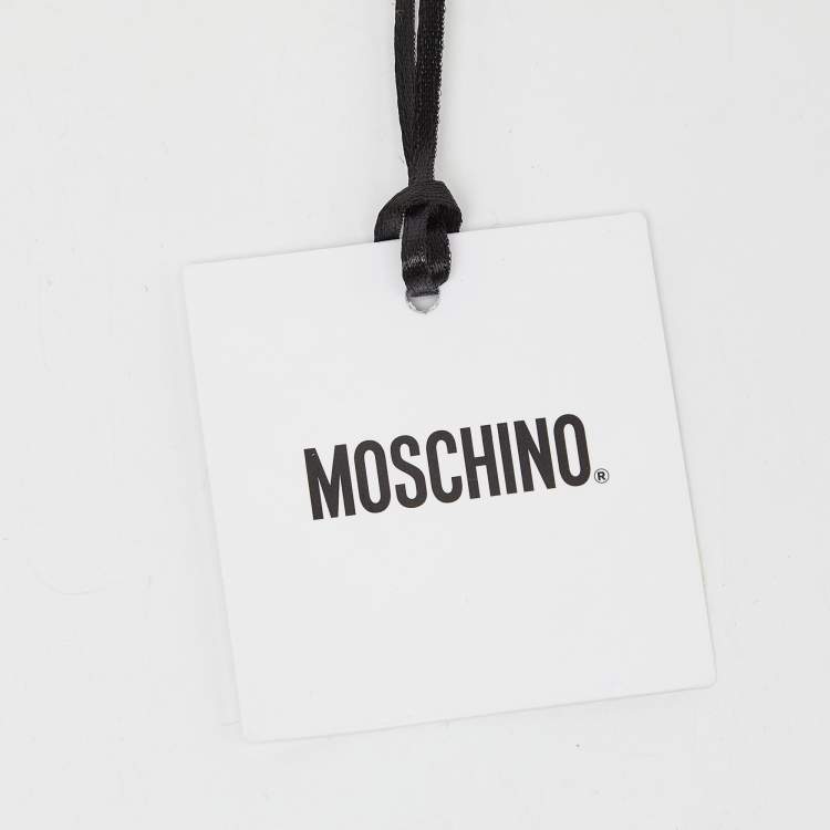 Pre Owned Moschino Black Leather Logo Flap Shoulder Bag
