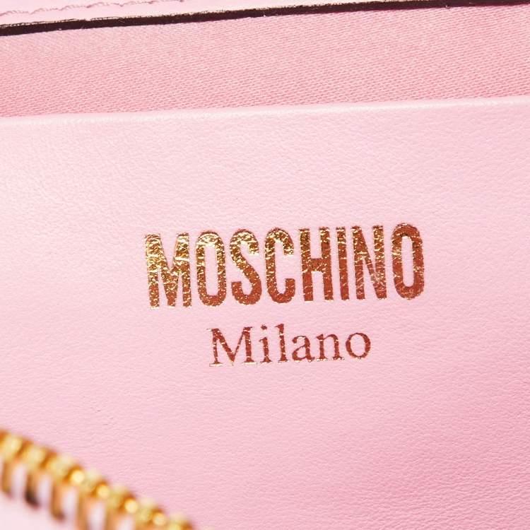Pre Owned Moschino Pink Quilted Faux Leather Chain Link Backpack