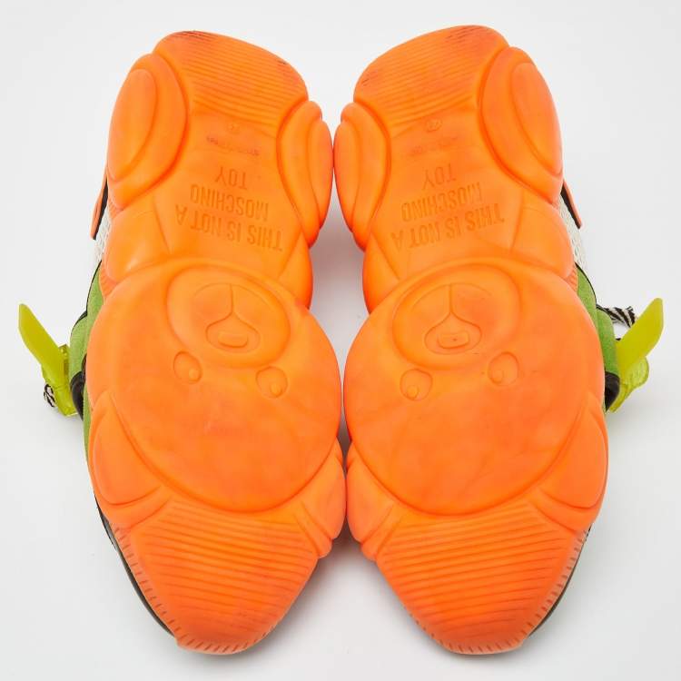Pre Owned Moschino Multicolor Suede and Mesh Fluo Teddy Sneakers Size 41